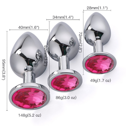 Gem Stainless Steel Anal Plug Set (3 Pieces)